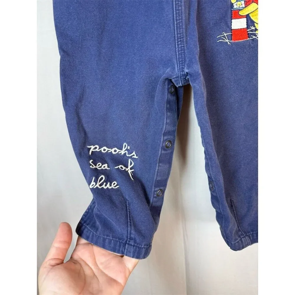 Disney Baby Winnie the Pooh & Tigger Blue Denim Overalls Snap Legs - Picture 4 of 14